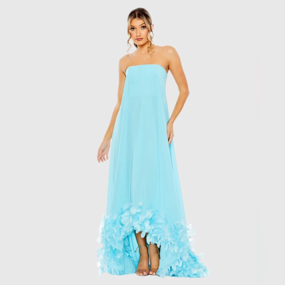 MAC DUGGAL
Strapless Flare Feather Hem Gown